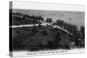 Miami, Florida - Royal Palm Hotel Grounds and Biscayne Bay View-Lantern Press-Stretched Canvas