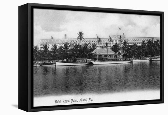 Miami, Florida - Royal Palm Hotel View from Water-Lantern Press-Framed Stretched Canvas