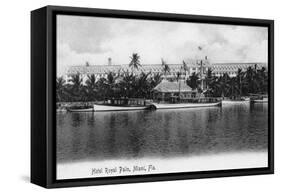 Miami, Florida - Royal Palm Hotel View from Water-Lantern Press-Framed Stretched Canvas