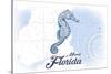 Miami, Florida - Seahorse - Blue - Coastal Icon-Lantern Press-Stretched Canvas