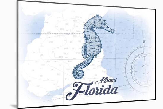 Miami, Florida - Seahorse - Blue - Coastal Icon-Lantern Press-Mounted Art Print