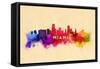 Miami, Florida - Skyline Abstract-Lantern Press-Framed Stretched Canvas