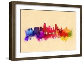 Miami, Florida - Skyline Abstract-Lantern Press-Framed Art Print