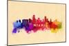 Miami, Florida - Skyline Abstract-Lantern Press-Mounted Art Print