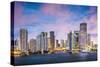 Miami, Florida Skyline at Brickell Key and Miami River.-SeanPavonePhoto-Stretched Canvas