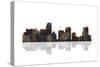 Miami Florida Skyline BW 1-Marlene Watson-Stretched Canvas