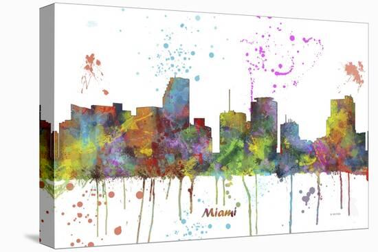 Miami Florida Skyline MCLR 1-Marlene Watson-Stretched Canvas