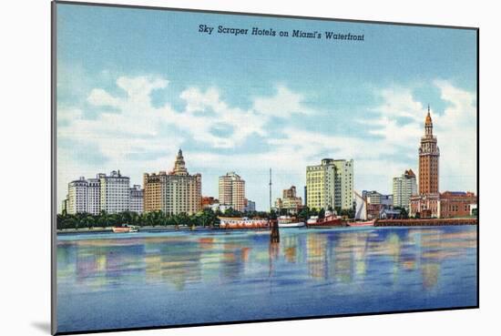 Miami, Florida - Skyline View of Skyscraper Hotels-Lantern Press-Mounted Art Print