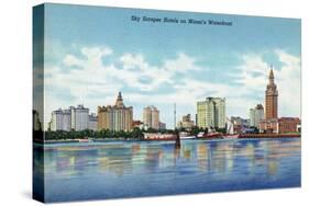 Miami, Florida - Skyline View of Skyscraper Hotels-Lantern Press-Stretched Canvas