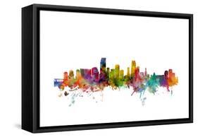 Miami Florida Skyline-Michael Tompsett-Framed Stretched Canvas