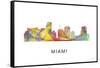 Miami Florida Skyline-Marlene Watson-Framed Stretched Canvas