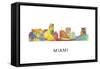 Miami Florida Skyline-Marlene Watson-Framed Stretched Canvas