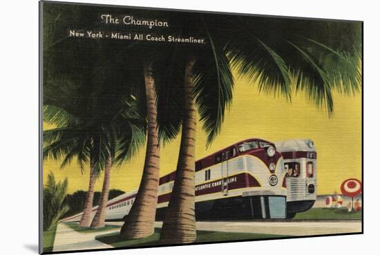 Miami, Florida - The Champion Railroad, to New York City-Lantern Press-Mounted Art Print