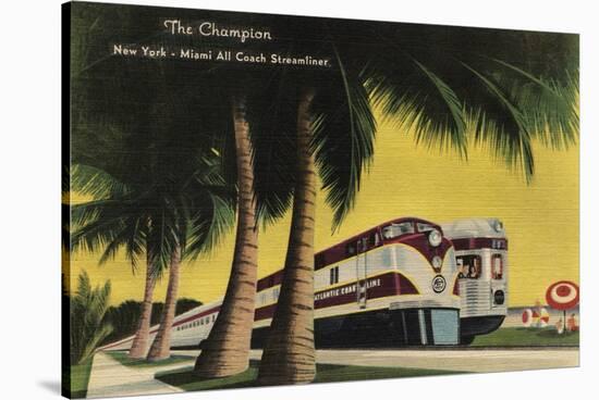 Miami, Florida - The Champion Railroad, to New York City-Lantern Press-Stretched Canvas