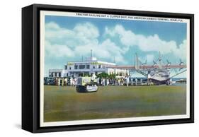 Miami, Florida - Tractor Hauling a Pan American Clipper-Lantern Press-Framed Stretched Canvas