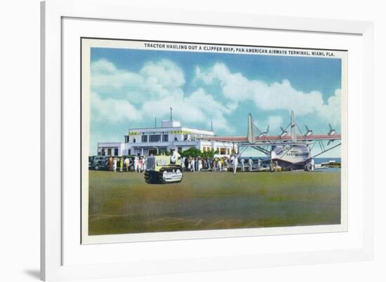 Miami, Florida - Tractor Hauling a Pan American Clipper-Lantern Press-Framed Premium Giclee Print