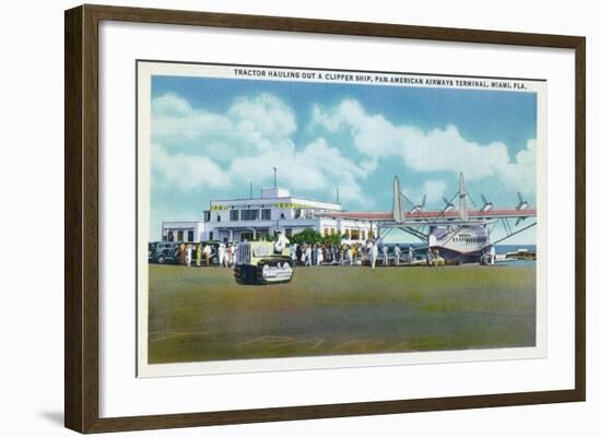 Miami, Florida - Tractor Hauling a Pan American Clipper-Lantern Press-Framed Art Print