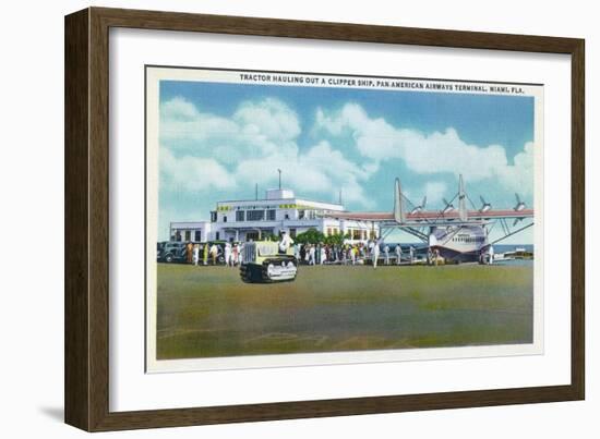 Miami, Florida - Tractor Hauling a Pan American Clipper-Lantern Press-Framed Art Print