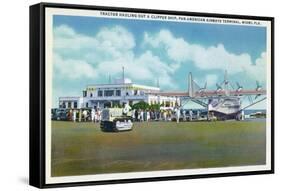 Miami, Florida - Tractor Hauling a Pan American Clipper-Lantern Press-Framed Stretched Canvas