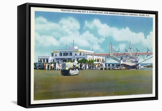 Miami, Florida - Tractor Hauling a Pan American Clipper-Lantern Press-Framed Stretched Canvas