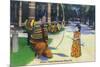 Miami, Florida - Tropical Hobbyland; Seminole Dad Showing Daughter Archery-Lantern Press-Mounted Premium Giclee Print