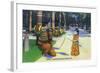 Miami, Florida - Tropical Hobbyland; Seminole Dad Showing Daughter Archery-Lantern Press-Framed Art Print