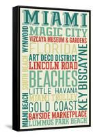 Miami, Florida - Typography-Lantern Press-Framed Stretched Canvas