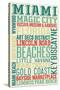 Miami, Florida - Typography-Lantern Press-Stretched Canvas