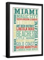 Miami, Florida - Typography-Lantern Press-Framed Art Print