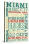 Miami, Florida - Typography-Lantern Press-Stretched Canvas