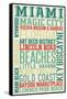 Miami, Florida - Typography-Lantern Press-Framed Stretched Canvas