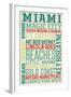 Miami, Florida - Typography-Lantern Press-Framed Art Print