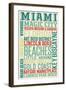 Miami, Florida - Typography-Lantern Press-Framed Art Print