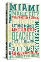Miami, Florida - Typography-Lantern Press-Stretched Canvas