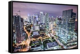 Miami, Florida, USA Downtown Nightt Aerial Cityscape at Night.-SeanPavonePhoto-Framed Stretched Canvas