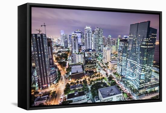 Miami, Florida, USA Downtown Nightt Aerial Cityscape at Night.-SeanPavonePhoto-Framed Stretched Canvas