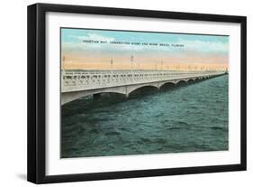 Miami, Florida - Venetian Way Scene Connecting to Miami Beach-Lantern Press-Framed Art Print