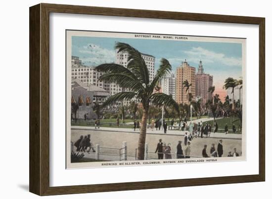 Miami, Florida - View of Bayfront Park & Hotels-Lantern Press-Framed Art Print