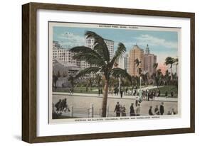 Miami, Florida - View of Bayfront Park & Hotels-Lantern Press-Framed Art Print
