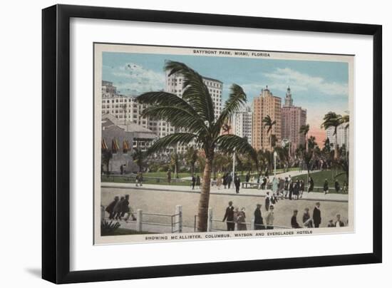 Miami, Florida - View of Bayfront Park & Hotels-Lantern Press-Framed Art Print