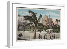 Miami, Florida - View of Bayfront Park & Hotels-Lantern Press-Framed Art Print