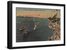 Miami, Florida - View of Fishing Tournament & Boats-Lantern Press-Framed Art Print