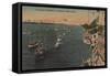 Miami, Florida - View of Fishing Tournament & Boats-Lantern Press-Framed Stretched Canvas