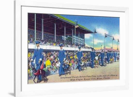 Miami, Florida - West Flagler Kennel Club Greyhound Parade before Race-Lantern Press-Framed Art Print