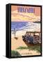 Miami, Florida - Woody on the Beach-Lantern Press-Framed Stretched Canvas