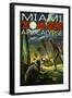 Miami, Florida - Zombie Apocalypse-Lantern Press-Framed Art Print