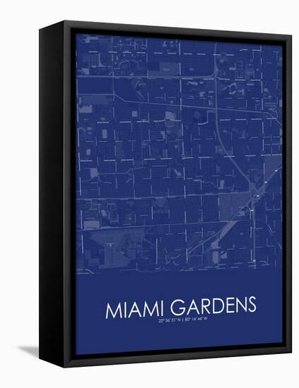 Miami Gardens, United States of America Blue Map-null-Framed Stretched Canvas