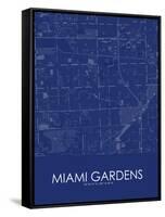 Miami Gardens, United States of America Blue Map-null-Framed Stretched Canvas