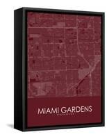 Miami Gardens, United States of America Red Map-null-Framed Stretched Canvas