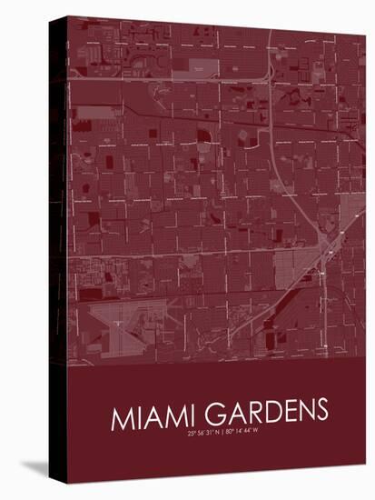 Miami Gardens, United States of America Red Map-null-Stretched Canvas